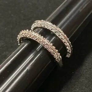 Rsc Wedding Rings RSC | Jewelry | Rsc 2 Row Faux Diamond Knife Edge Center Band Ring Szs ...